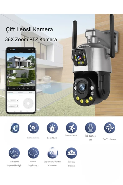 QASUL 36X Optik Zoom Kablosuz WiFi Akıllı PTZ Gözetim Ağ Kamerası Su Geçirmez - 2