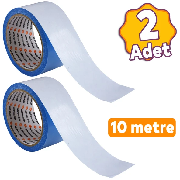 (2 ADET) Kaydırmaz Kaymaz Çift Taraflı Yapıştırma Sabitleme Kilim Halı Bandı 50 mm x 10 Mt Bant