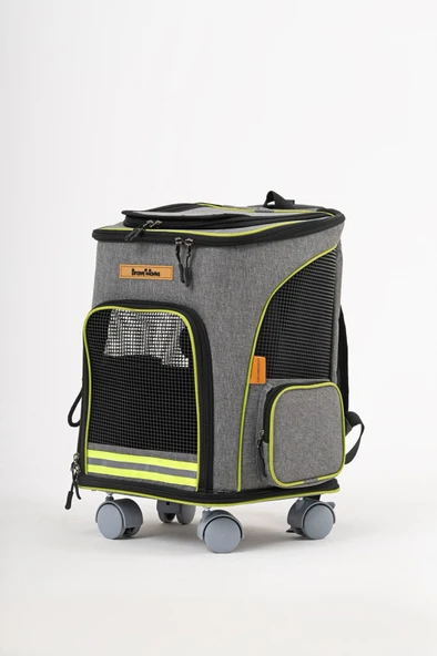 Brave Paws 4 Tekerlekli Kedi ve Köpek Taşıma Çantası Fren Mekanizmalı (GRİ) - 4