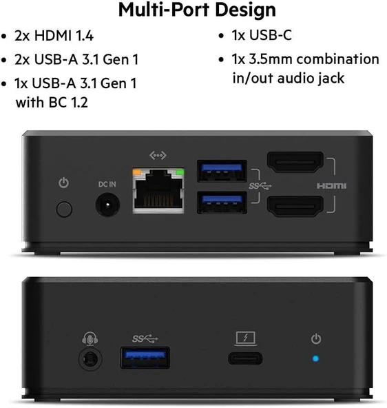 Belkin USB-C Çift Ekran Bağlantı İstasyonu (85W Güç Dağıtımı, HDMI, USB-A 3.1 Gen 1, USB-C, USB C Dizüstü Bilgisayar için Ses - Teşhir - 2