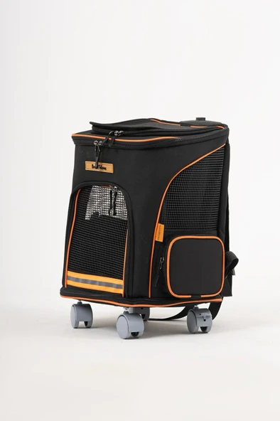 Brave Paws 4 Tekerlekli Kedi ve Köpek Taşıma Çantası Fren Mekanizmalı (SİYAH) - 6