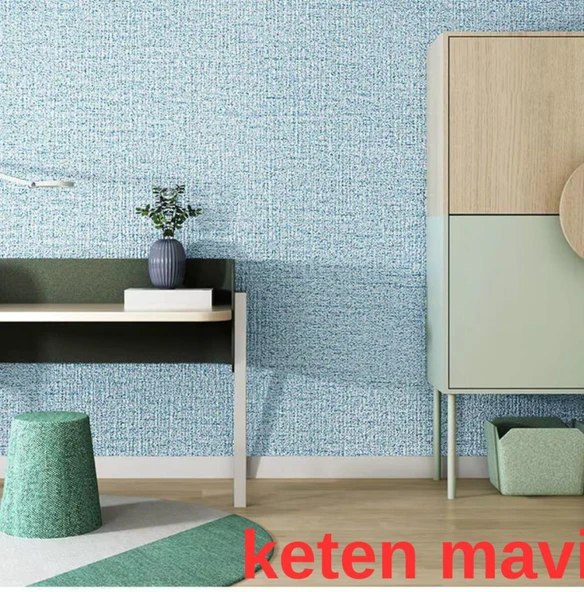 Renkli Duvarlar 50x280cm 1Adet Keten Mavi Arkası Folyolu Yapışkanlı Yalıtımlı Boyanabilir Duvar Paneli Kağıdı RDA22 - Resim 3