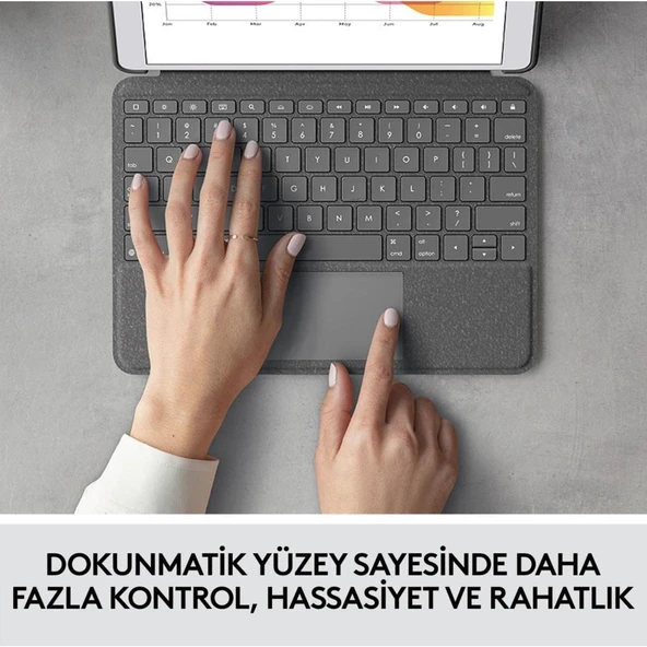 LOGITECH COMBO TOUCH DOKUNMATİK PANELLİ KLAVYELİ KILIF GRİ IPAD PRO 12.9 INC 5. GEN. 920-010186 Outlet - 4