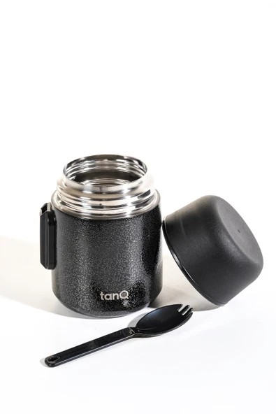 TanQ Ömür Boyu Garantili Bento Paslanmaz Çelik Yemek-Mama Termosu Titan Black 0.50 Lt- (17 Oz) - 3