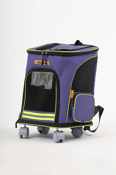Brave Paws 4 Tekerlekli Kedi ve Köpek Taşıma Çantası Fren Mekanizmalı (MOR) - 7