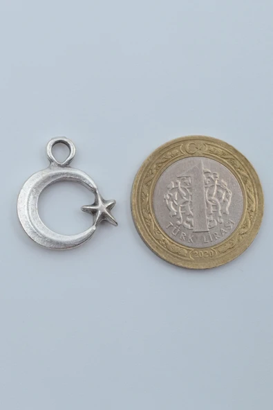 Minimal Ay Yıldız Gümüş Kaplama Örme Zincir Kolye - Resim 4