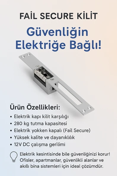 Tırnaklı Elektronik Kapı Kilit Karşılığı(Enerji yokken kilitli)