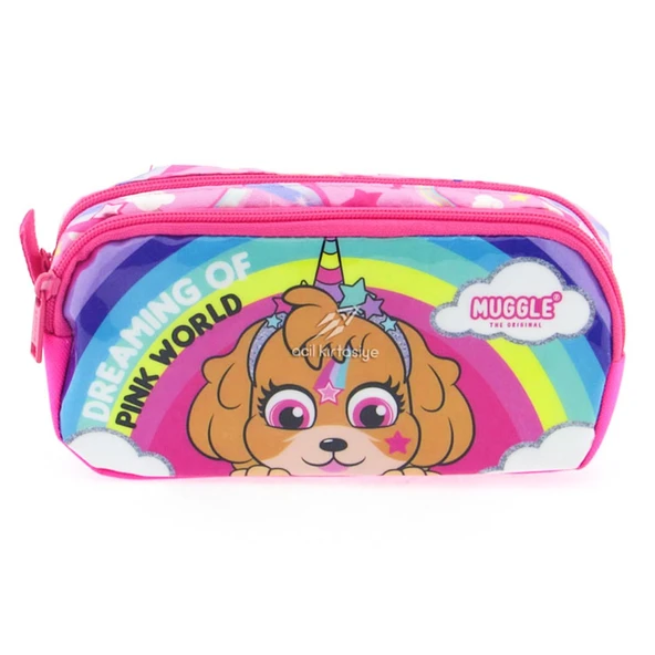 Muggle 2 Bölmeli Pink World Okul Çantası + Beslenme Çantası + Kalemlik - 4