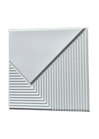 Renkli Duvarlar 50cmx50cm 1Adet Beyaz 3D Abs Çizgili Desenli PVC Dayanıklı Duvar Paneli Silinebilir Lambiri Model - Resim 4