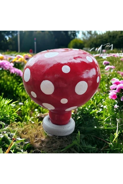 Bahçe Dekorasyon Süsü Dekoratif Kırmızı Mantar Biblo - 3