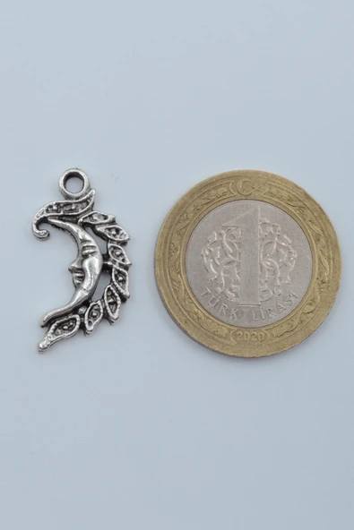 Minimal Ay Dede Gümüş Kaplama Örme Zincir Kolye - Resim 4