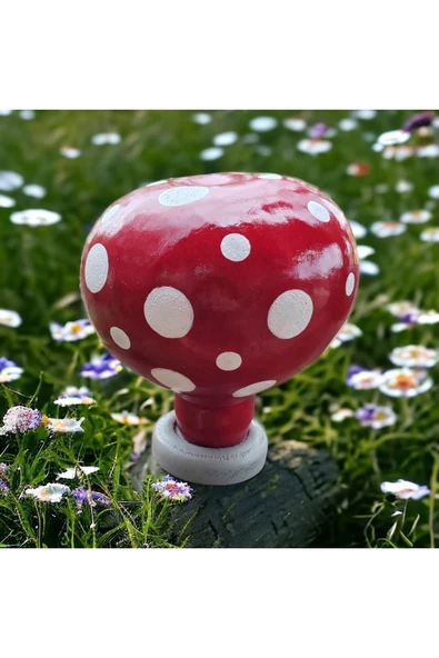 Bahçe Dekorasyon Süsü Dekoratif Kırmızı Mantar Biblo - 2