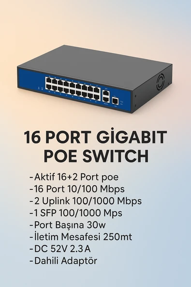 Combo 16 Port 10/100/1000MBPS 16+2 Gigabit Poe Switch