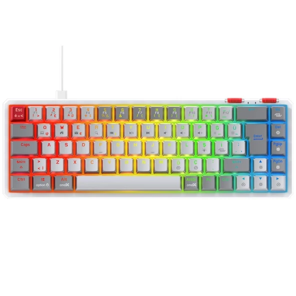 Rampage YORU MINI Beyaz/Gri Type-C Bağlantılı OUTEMU Red Swich Q Mekanik Gaming Oyuncu Klavye RGB - Resim 4