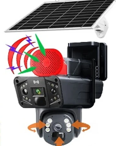 4g Sim Card Solar Çift Lens Kamera Güneş Panelli 3mp+3mp
