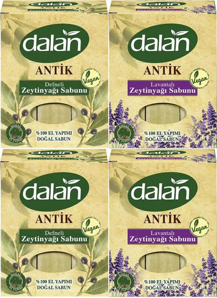 Dalan Antik Defneli Zeytinyağı Sabunu 900GR (Klasik & Lavantalı) (Karma 4 Lü Set)