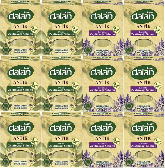 Dalan Antik Defneli Zeytinyağı Sabunu 900GR (Klasik & Lavantalı) (Karma 12 Li Set)