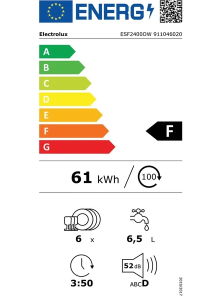 Electrolux ESF2400OW Kompakt 6 Programlı Tezgah Üstü Bulaşık Makinesi - 7