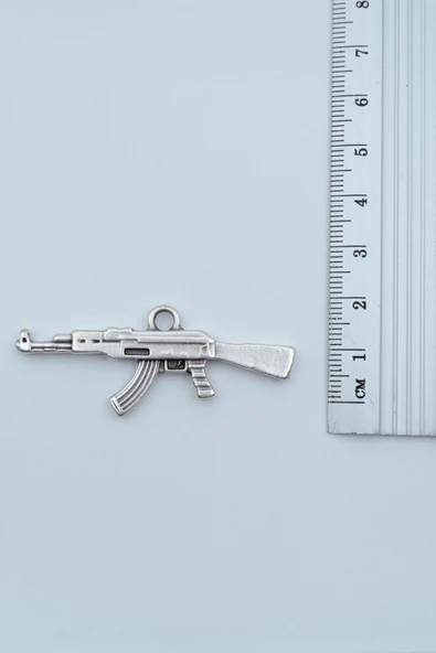 Pubg Keleş Ak-47 Kalaşnikof Gümüş Kaplama Örme Zincir Kolye - Resim 3