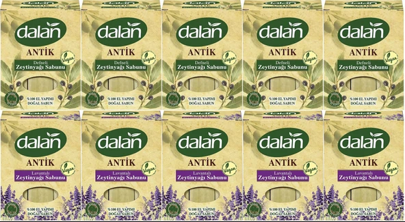 Dalan Antik Defneli Zeytinyağı Sabunu 900GR (Klasik & Lavantalı) (Karma 10 Lu Set)