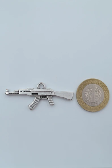 Pubg Keleş Ak-47 Kalaşnikof Gümüş Kaplama Örme Zincir Kolye - Resim 4