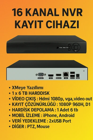 Linas VN-616X 16 Kanal Nvr Xmeye Ip Kayıt Cihazı