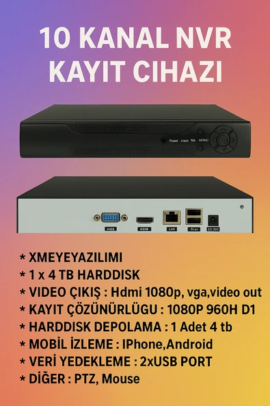 Linas Vn-8010 10 Kanal Nvr Xmeye İp Kayıt Cihazı
