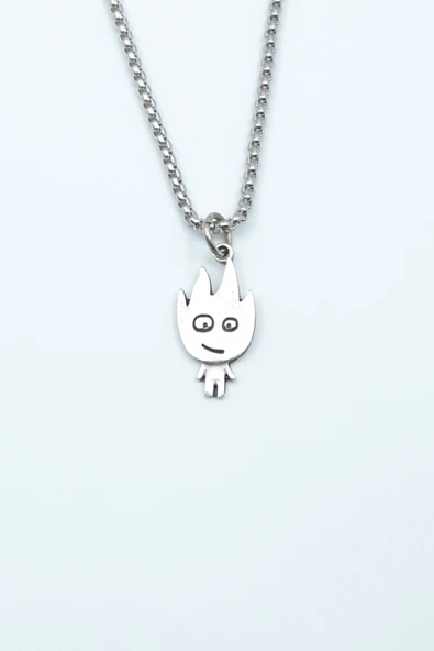 Minimal Ateş Gümüş Kaplama Örme Zincir Kolye ürün görseli 1