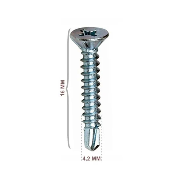 Matkap Uçlu Vida YHB 4.2x16 MM Paket 50 Ad. (+ - )