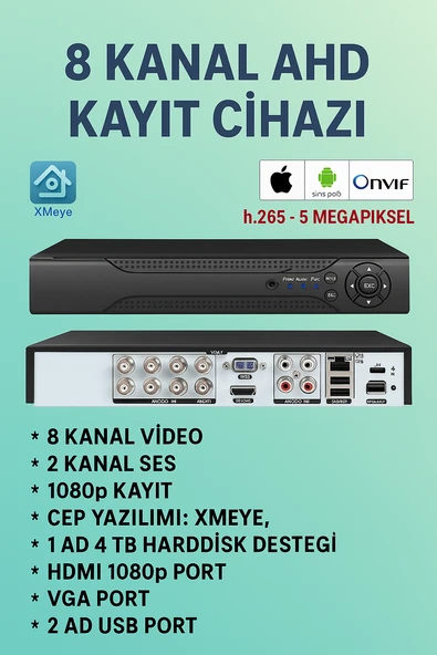 Linas VN-4008 8 Kanal 5MP H.265+ AHD DVR VN-4008 AHD