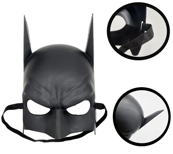 Siyah Çocuk Batman Maskesi Lastikli