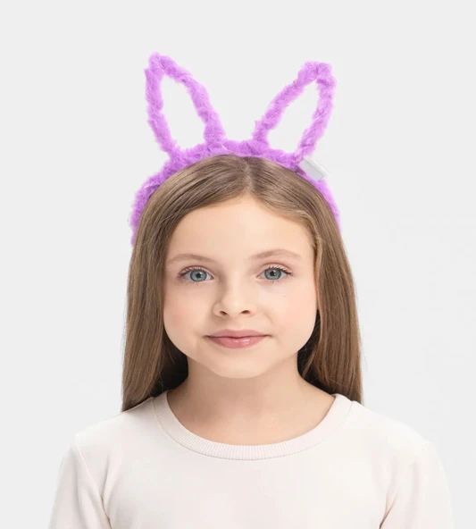 Led Işıklı Peluş Tavşan Kulak Taç Lila
