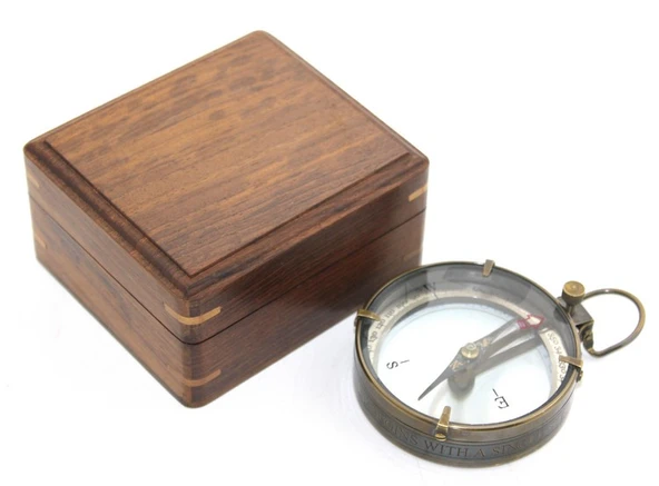 Ahşap Kutulu Pirinç Pusula Model 13 - 1