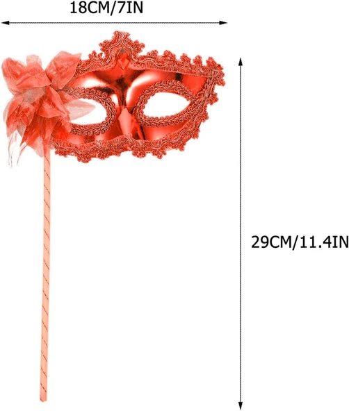 Kırmızı Işıltılı Tutmalı Fotoğraf Çekimi Maskesi - Resim 3