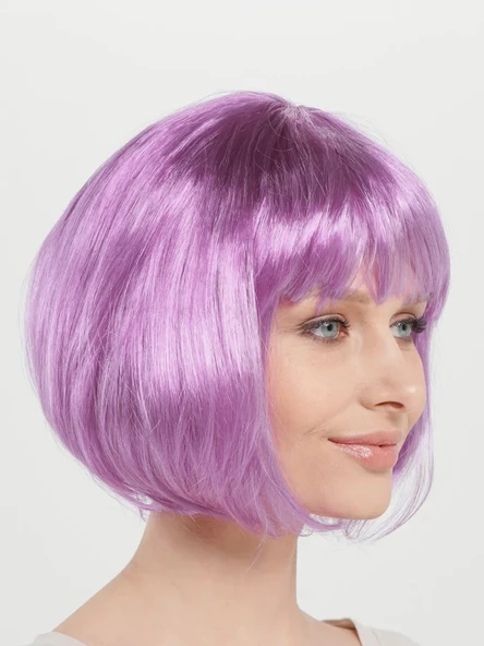 Düz Kesim Küt Parti Peruğu Rose Pembe - 3