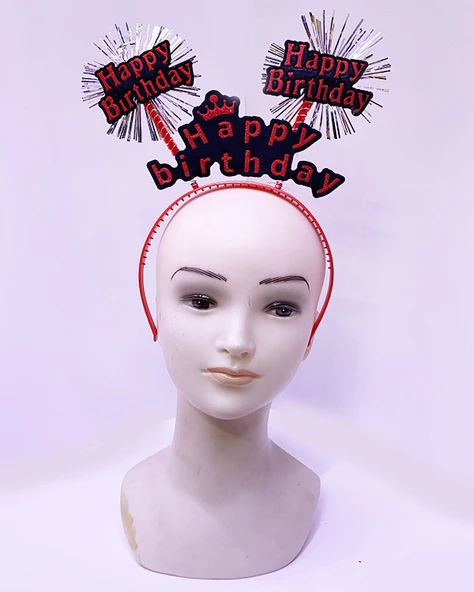 Happy Birthday Neon Kırmızı Doğum Günü Tacı
