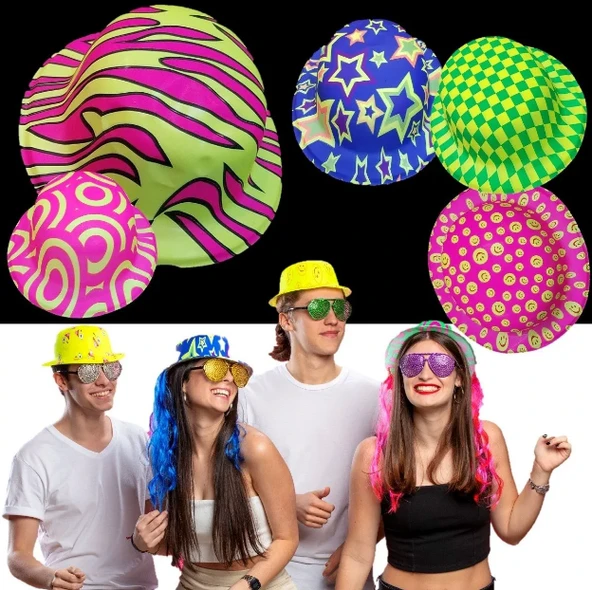 Desenli Plastik Parti Şapkası - 1