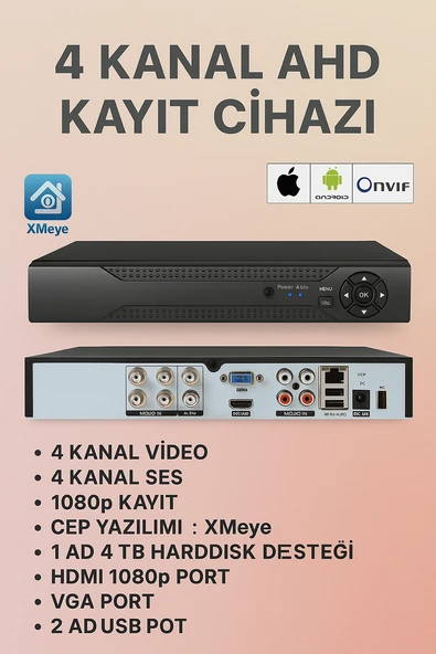 Linas 4 Kanal 5MP h.265+ AHD DVR VN-4004-U AHD