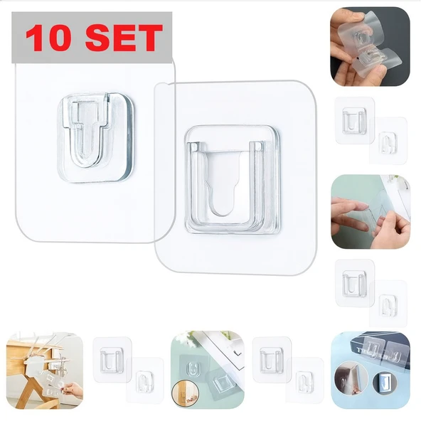 Geçmeli Klips Eşya Sabitleme Askısı 10 lu Set - 1