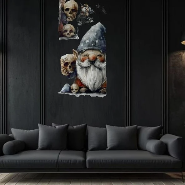 Gotik Cüce ve Kafatası Duvar Sticker Seti - 2