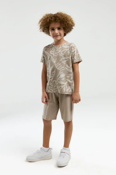 Arnetta 3300 Garson Erkek Çocuk Bisiklet Yaka Regular Kısa Kol Şortlu Bermuda Pijama Takım - Resim 3