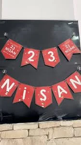 23 Nisan Yazısı ipli Ulusal Egemenlik Ve Çocuk Bayramı Banner Süs Okul Sınıf Süsleme - 1 Adet - 3