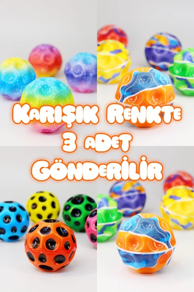 3lü Yükseğe Zıplayan Top Moonball Galaksi Uzay Ay Topu Aşırı Zıplayan Moonball Bahçe Oyuncağı - 5