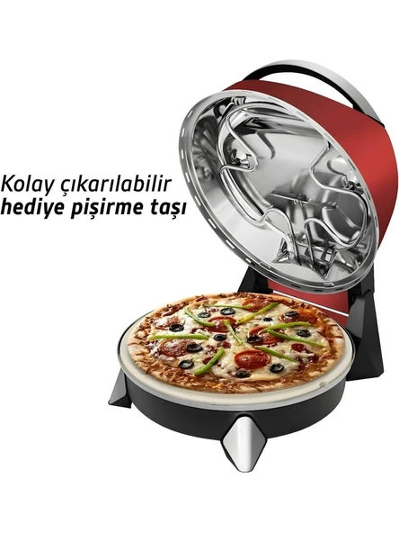 Tecna 6850 Pizza Fırını - Multi Cooker Kırmızı - Resim 3