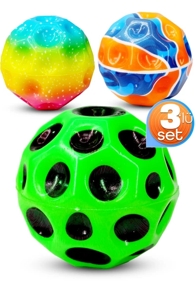 3lü Yükseğe Zıplayan Top Moonball Galaksi Uzay Ay Topu Aşırı Zıplayan Moonball Bahçe Oyuncağı