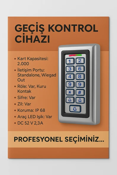 Linas Kartlı Şifreli Kart Okuyucu Metal Okuyucu-DIŞ ORTAM
