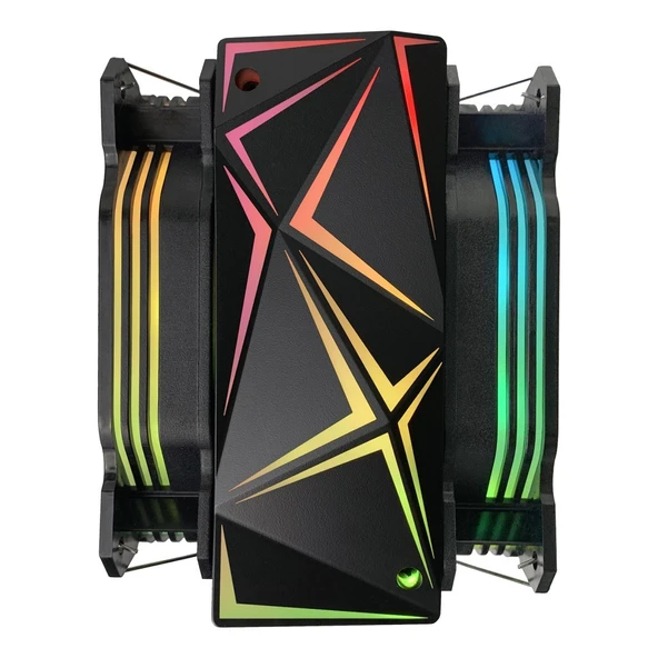 Rampage OCTAGON C60 Siyah 57CFM 1800RPM 2x12cm ARGB AM5/LGA1700 Uyumlu Hava Soğutmalı CPU Fan - 5