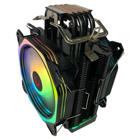 Rampage OCTAGON C60 Siyah 57CFM 1800RPM 2x12cm ARGB AM5/LGA1700 Uyumlu Hava Soğutmalı CPU Fan - 3