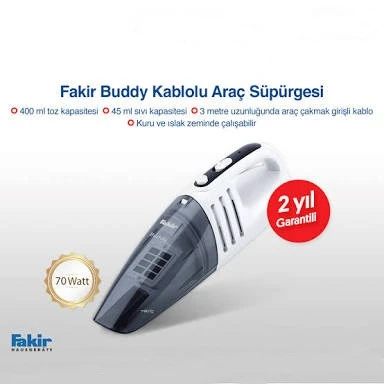 Fakir Buddy Islak Kuru Oto Araç İçi 12V Elektirikli Süpürge 700W (TEŞHİR) - 2