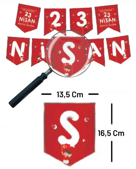23 Nisan Yazısı ipli Ulusal Egemenlik Ve Çocuk Bayramı Banner Süs Okul Sınıf Süsleme - 1 Adet - 2